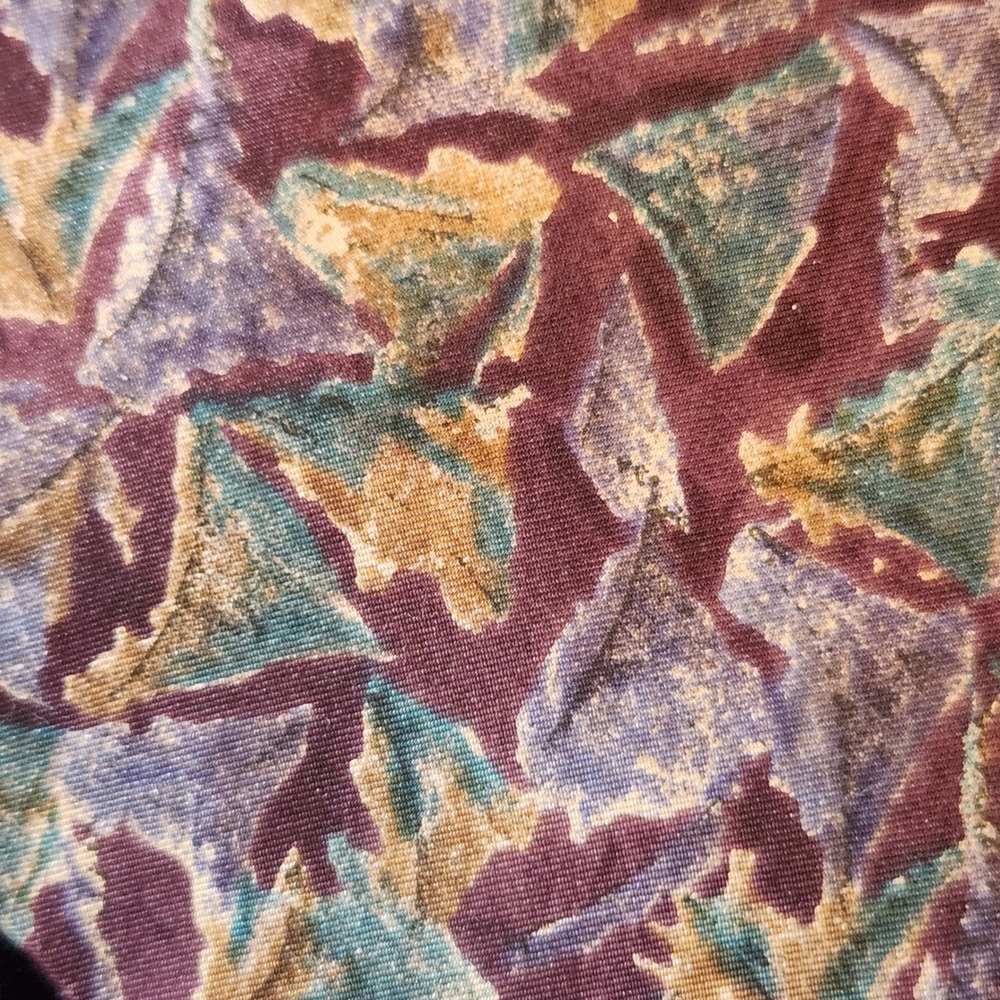Oakbrook Silk Necktie Mens OS Purple Teal Abstract Geometric Vintage Excellent - Picture 4 of 7